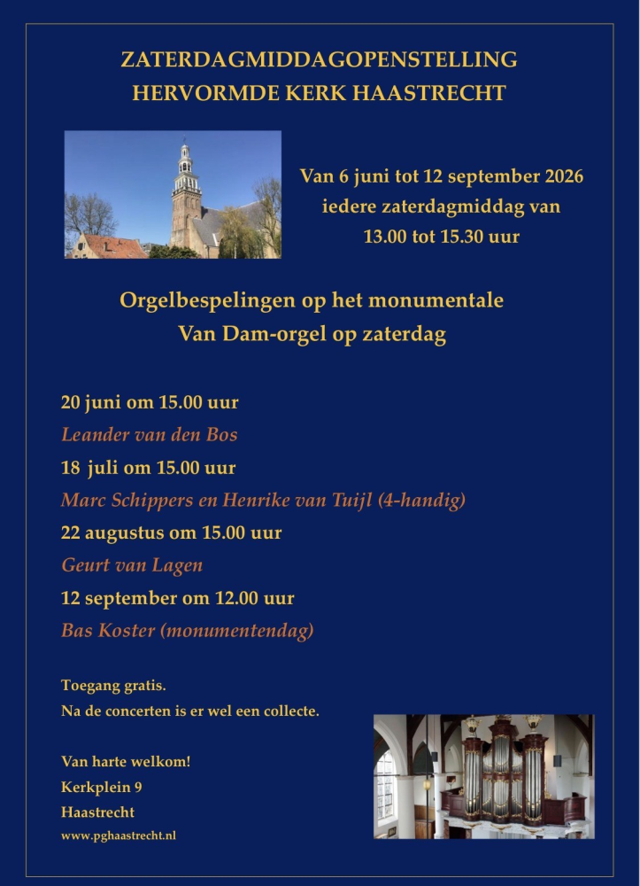 Zaterdagmiddagopenstelling van de Hervormde Kerk in Haastrecht