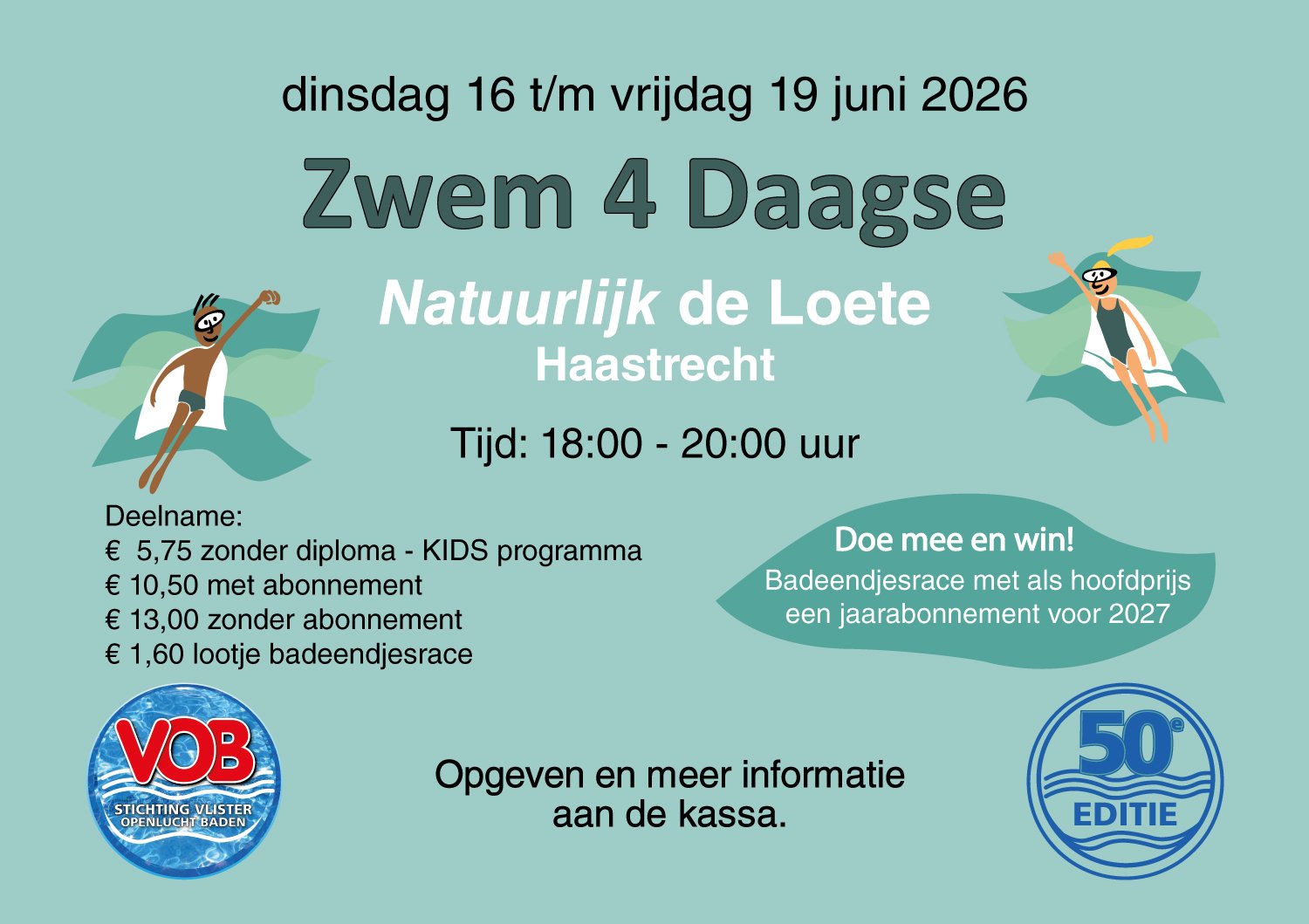 Flyer Zwem 4 Daagse 2026 bij Natuurlijk De Loete